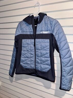 adidas Terrex Light Blue and Black Quilted Kids Jacket